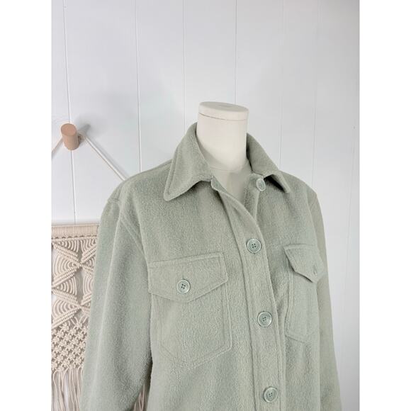 Joie Teddy Jacket Womens Small Sage Green Fleece Shacket - Picture 2 of 8